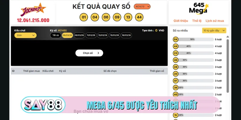 Mega 6/45 được yêu thích nhất