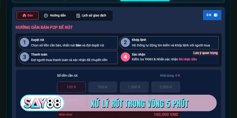 Xử lý rút trong vòng 5 phút